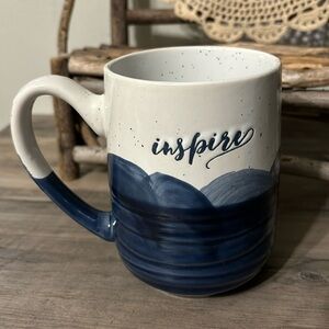 NWOT SHEFFIELD HOME INSPIRE Pottery Style BLUE OMBRE SPECKLED Coffee Mug Cup